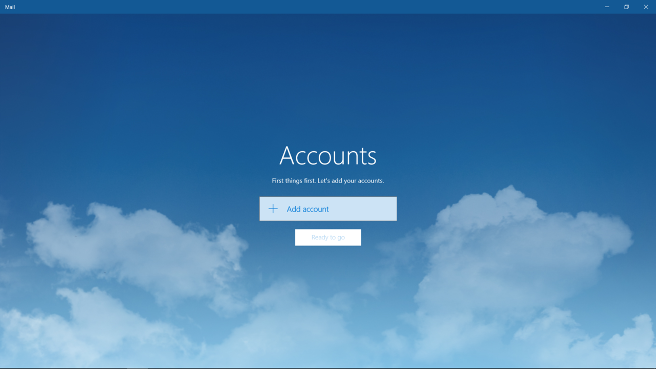 the add account screen